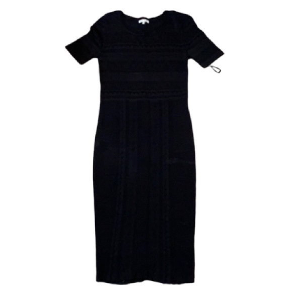 NWOT Elegant Ronny Kobo Black Knit Short Sleeve Dress - Picture 3 of 8